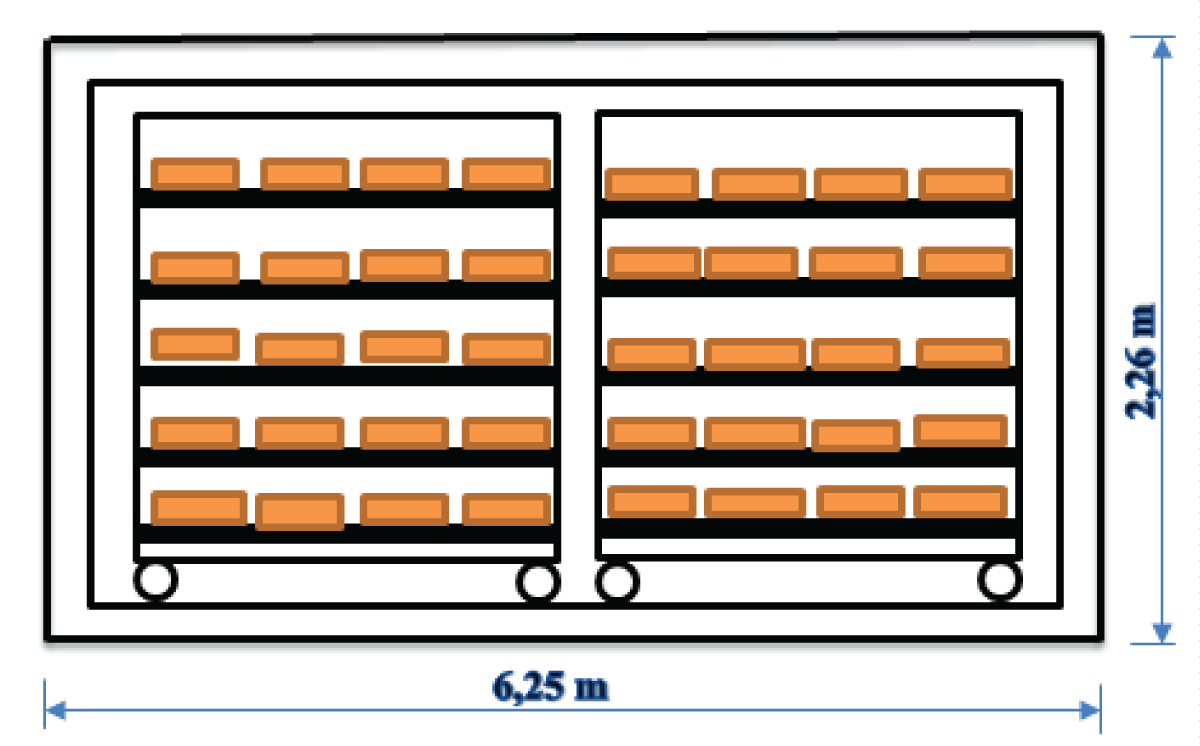 Left view of the kiln with bricks on display.