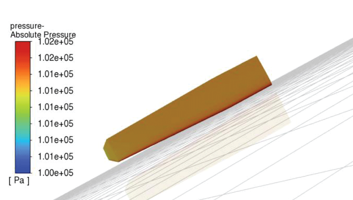 Pressure load distribution along the wing upper surface.