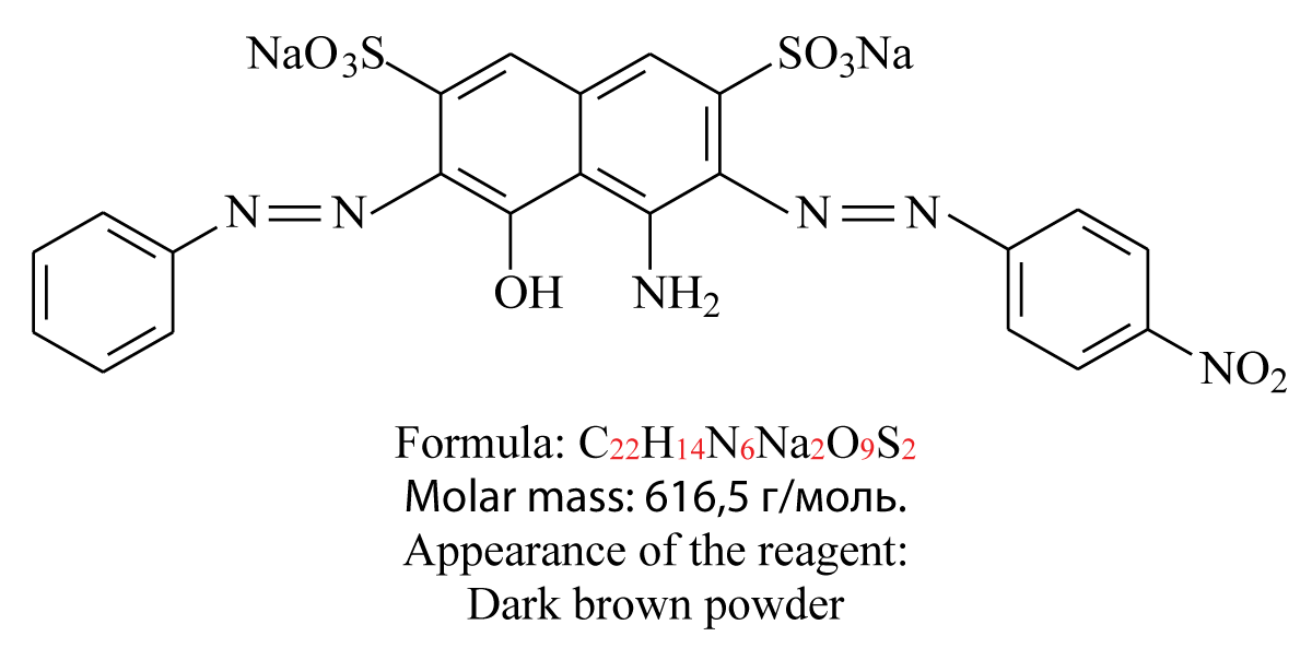 Structural formula of the Amido Black reagent.